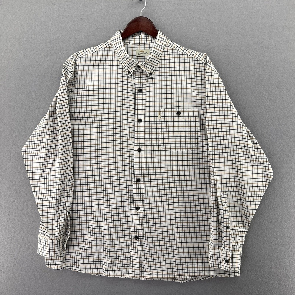 Bob Timberlake Mens Plaid Button Down Flannel Shirt White Black Big and Tall 2XL